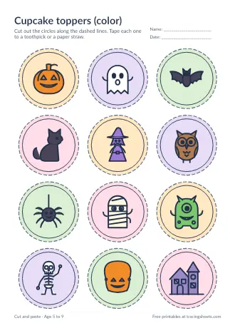 Preview of the cupcake toppers (color) worksheet