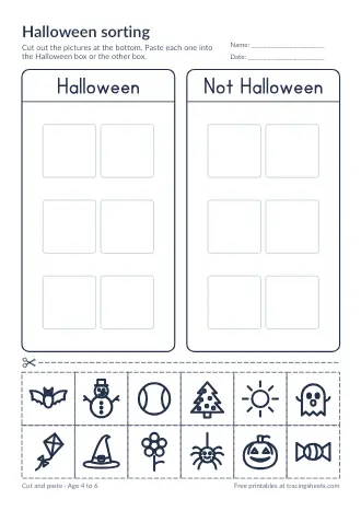 Preview of the halloween sorting worksheet