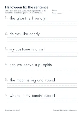 Preview of the halloween fix the sentence worksheet