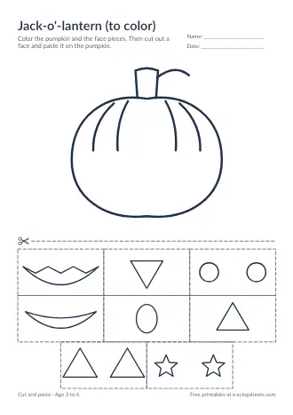 Preview of the jack-o'-lantern (to color) worksheet