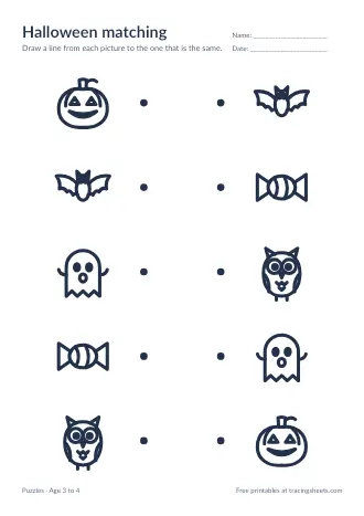 Preview of the halloween matching worksheet