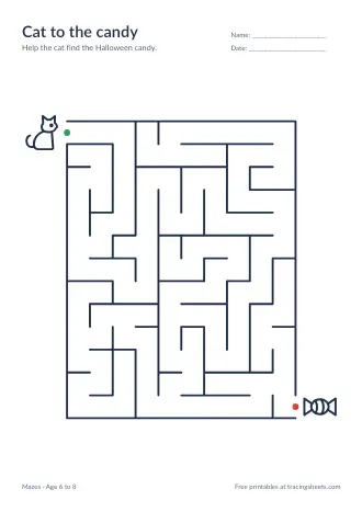 Preview of the cat to the candy worksheet
