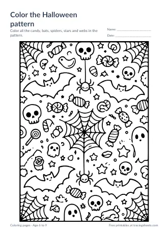 Preview of the color the halloween pattern worksheet