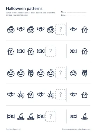 Preview of the halloween patterns worksheet