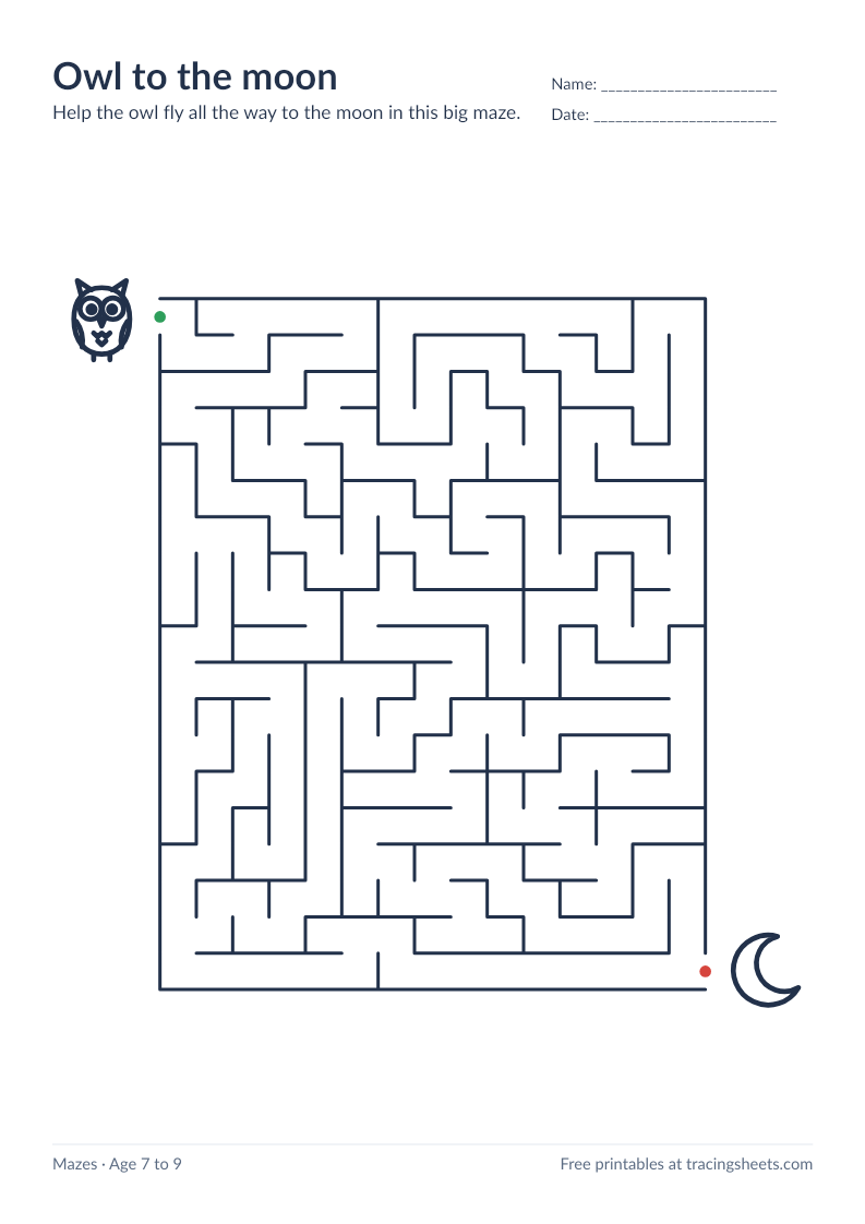 Preview of the printable owl to the moon worksheet