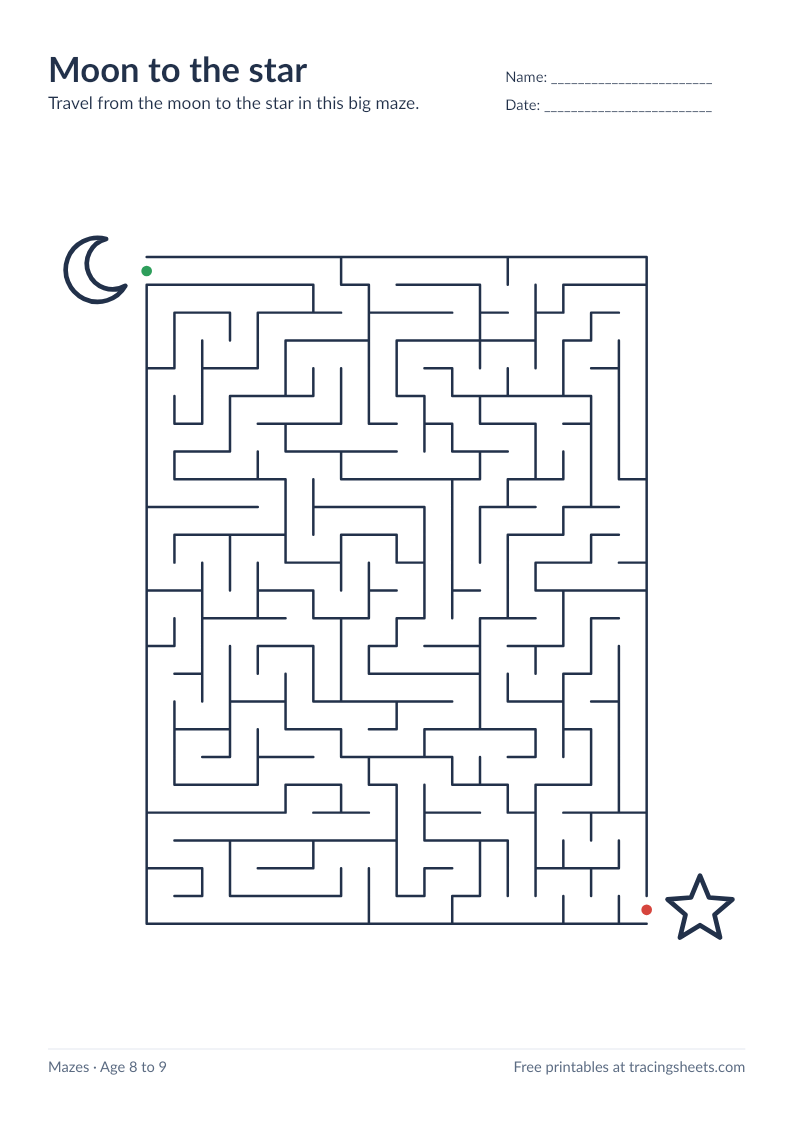 Preview of the printable moon to the star worksheet