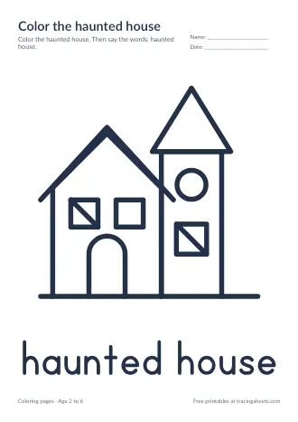 Preview of the color the haunted house worksheet