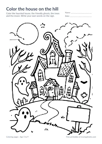 Preview of the color the house on the hill worksheet