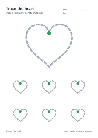 Preview of the trace the heart worksheet