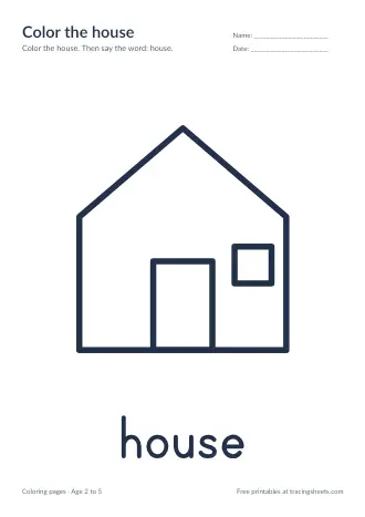 Preview of the color the house worksheet
