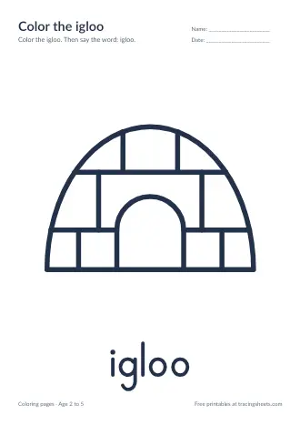Preview of the color the igloo worksheet