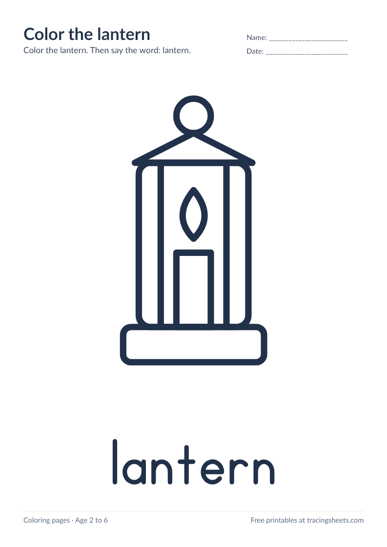 Preview of the printable color the lantern worksheet