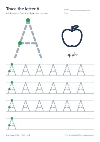 Preview of the trace the letter a worksheet