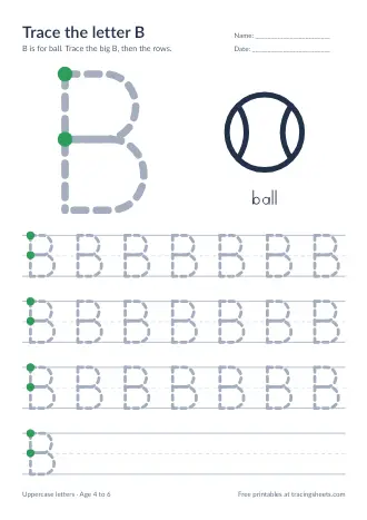 Preview of the trace the letter b worksheet