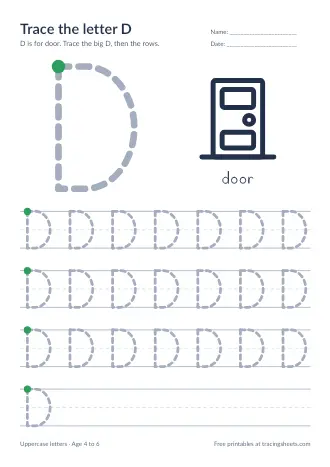 Preview of the trace the letter d worksheet