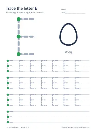 Preview of the trace the letter e worksheet