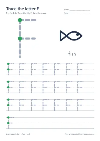 Preview of the trace the letter f worksheet