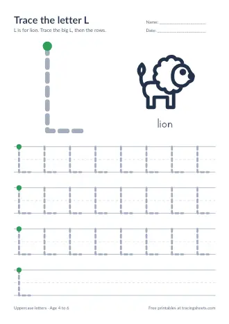 Preview of the trace the letter l worksheet