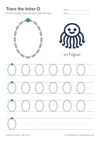 Preview of the trace the letter o worksheet