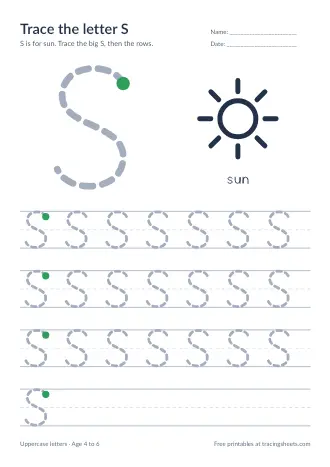 Preview of the trace the letter s worksheet
