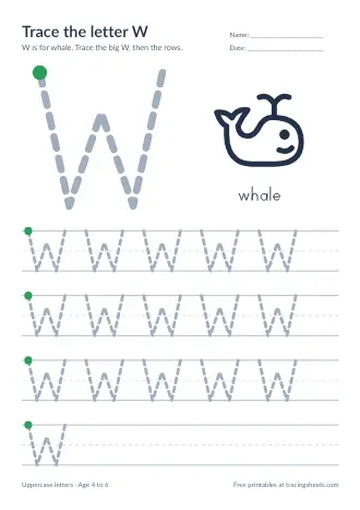 Preview of the trace the letter w worksheet