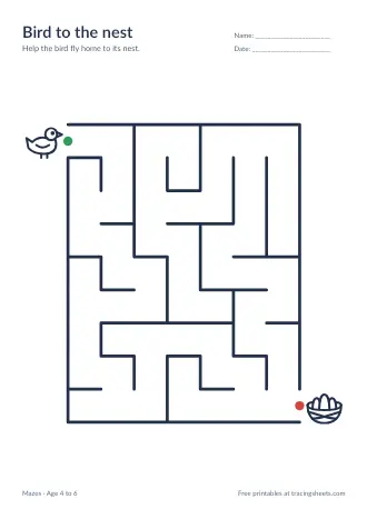 Preview of the bird to the nest worksheet