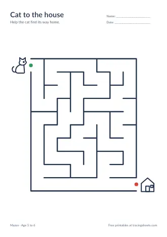 Preview of the cat to the house worksheet