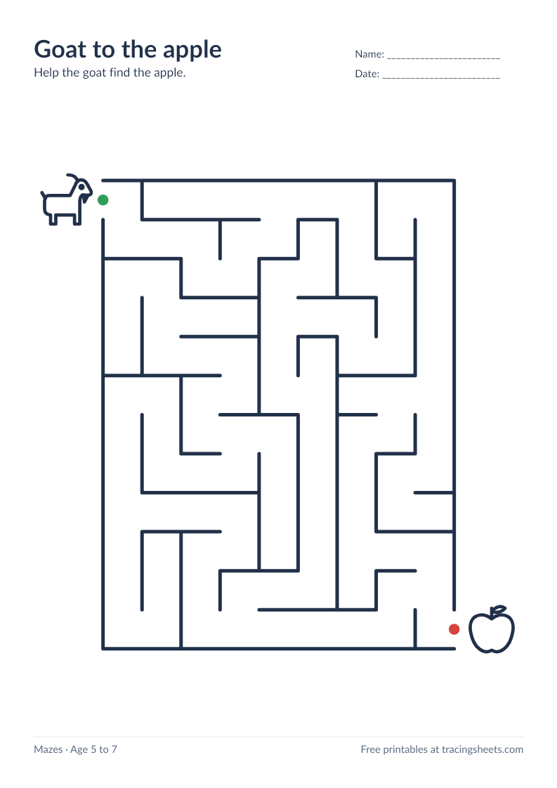 Preview of the printable goat to the apple worksheet
