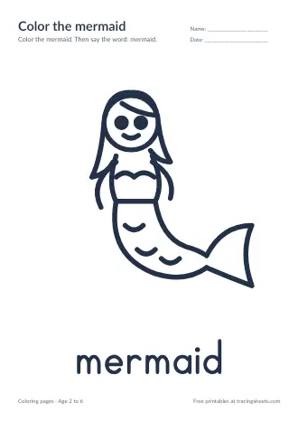 Preview of the color the mermaid worksheet