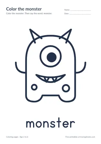 Preview of the color the monster worksheet