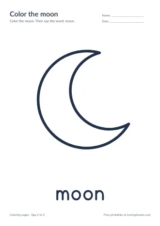 Preview of the color the moon worksheet