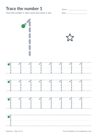Preview of the trace the number 1 worksheet