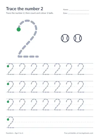 Preview of the trace the number 2 worksheet