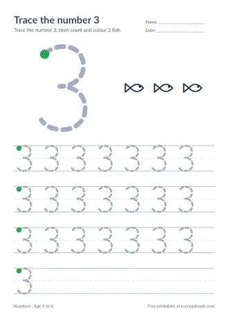 Preview of the trace the number 3 worksheet