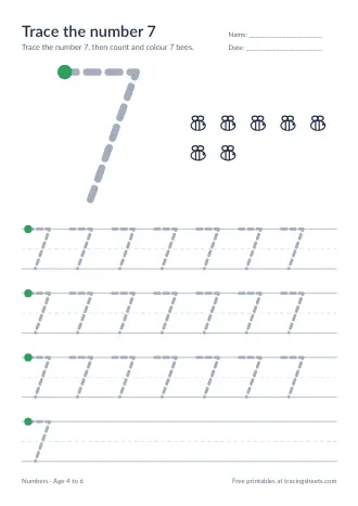 Preview of the trace the number 7 worksheet