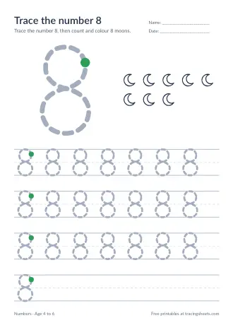 Preview of the trace the number 8 worksheet
