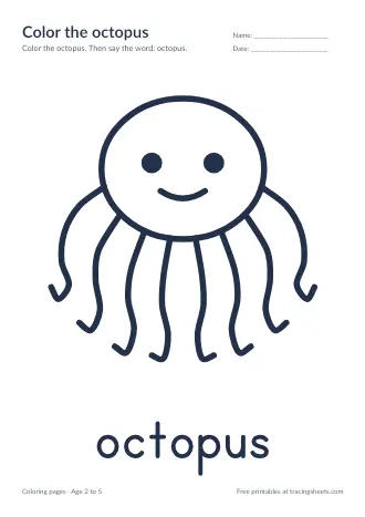Preview of the color the octopus worksheet