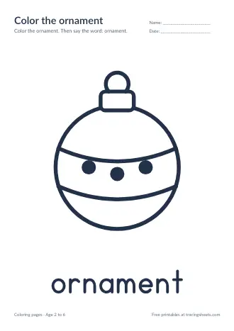 Preview of the color the ornament worksheet