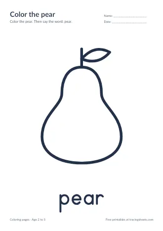 Preview of the color the pear worksheet