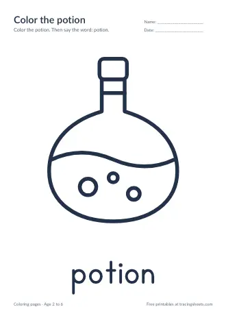 Preview of the color the potion worksheet