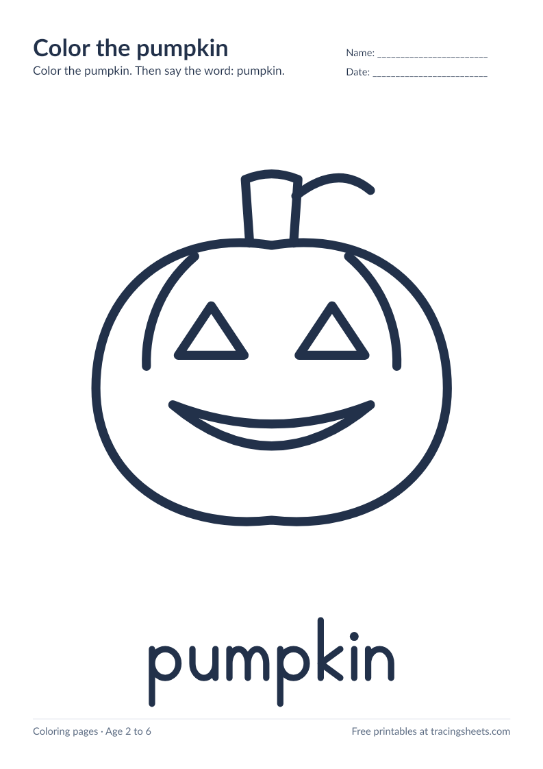 Preview of the printable color the pumpkin worksheet
