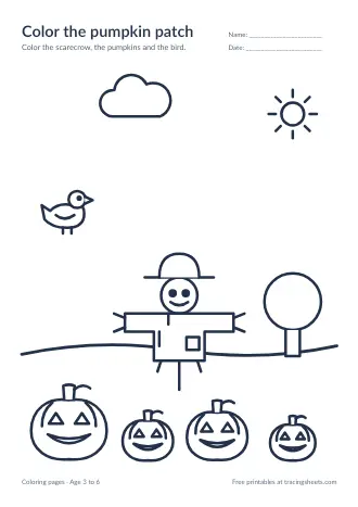 Preview of the color the pumpkin patch worksheet