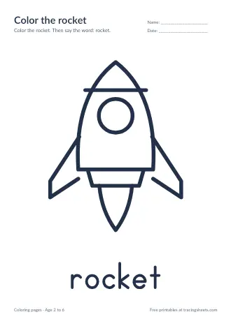 Preview of the color the rocket worksheet
