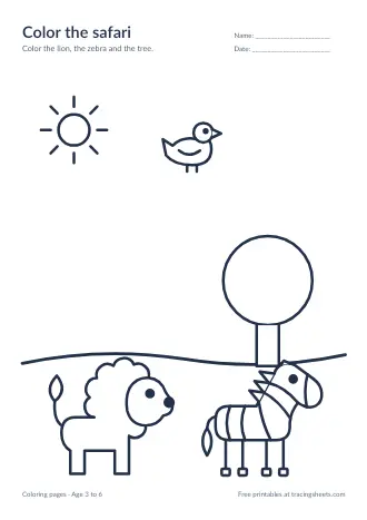 Preview of the color the safari worksheet