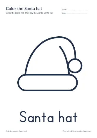 Preview of the color the santa hat worksheet