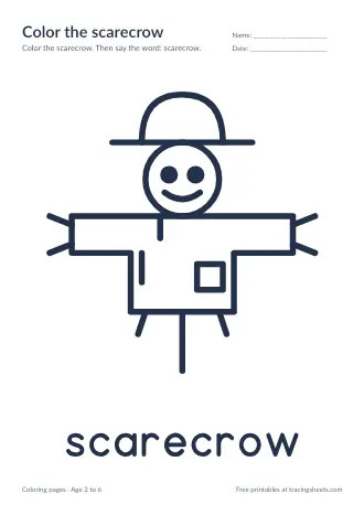 Preview of the color the scarecrow worksheet