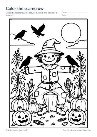 Preview of the color the scarecrow worksheet