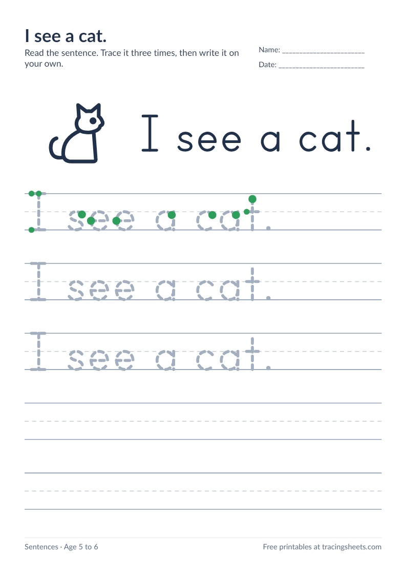 Preview of the printable i see a cat. worksheet