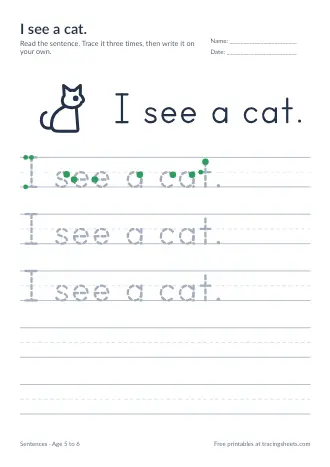 Preview of the i see a cat. worksheet