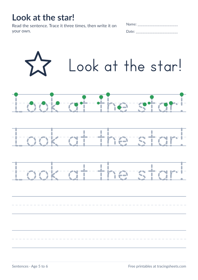 Preview of the printable look at the star! worksheet